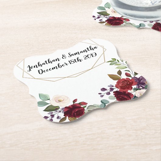 Drink Coasters Geometrisch Wit Rozen Goud Geometri Kartonnen Onderzetters (Gekanteld)