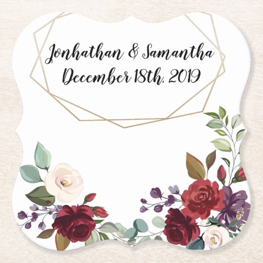 Drink Coasters Geometrisch Wit Rozen Goud Geometri Kartonnen Onderzetters (Voorkant)