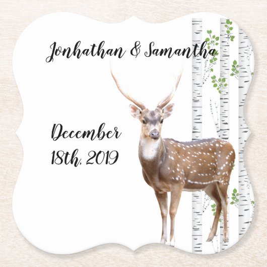Drink Coasters Geometrische Herten Doe Woodland Bu Kartonnen Onderzetters (Voorkant)