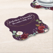 Drink Coasters Geometrische pruim Paarse Rozen Gou Kartonnen Onderzetters (Gekanteld)