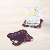 Drink Coasters Geometrische pruim Paarse Rozen Gou Kartonnen Onderzetters (Insitu)