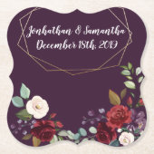 Drink Coasters Geometrische pruim Paarse Rozen Gou Kartonnen Onderzetters (Voorkant)