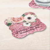 Drink Coasters Geometrische Tuin Roos Gouden Glitt Kartonnen Onderzetters (Gekanteld)