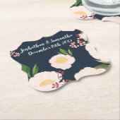 Drink Coasters Geometrische Witte Bloemen op D Kartonnen Onderzetters (Gekanteld)