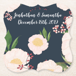 Drink Coasters Geometrische Witte Bloemen op D Kartonnen Onderzetters