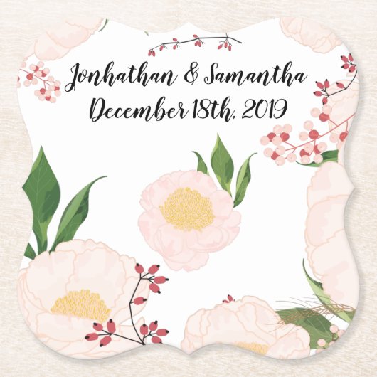 Drink Coasters Geometrische Witte Bloemen op W Kartonnen Onderzetters (Voorkant)