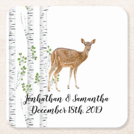 Drink Coasters Herten Doe Buck Bos Jacht Kartonnen Onderzetters (Voorkant)