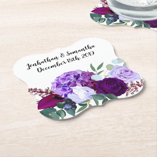 Drink Coasters Lavendel Hibiscus op Wit Kartonnen Onderzetters (Gekanteld)