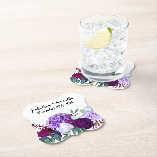 Drink Coasters Lavendel Hibiscus op Wit Kartonnen Onderzetters (Insitu)