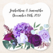 Drink Coasters Lavendel Hibiscus op Wit Kartonnen Onderzetters (Voorkant)