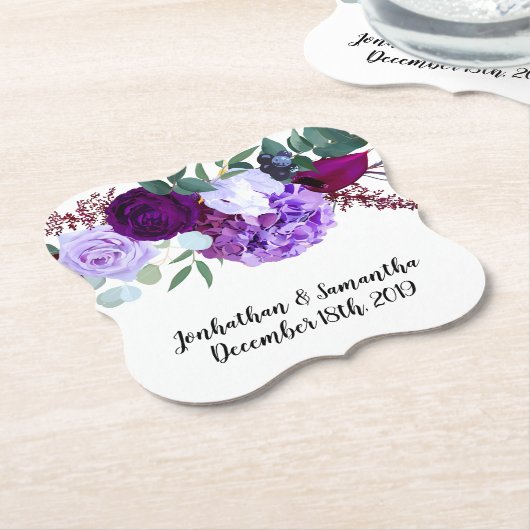 Drink Coasters Lavendel Hibiscus op Wit Kartonnen Onderzetters (Gekanteld)