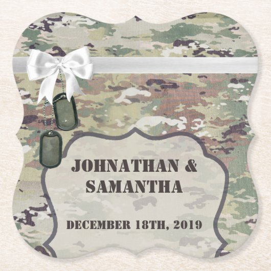 Drink Coasters Leger OCP Camo Uniform Camoflauge Kartonnen Onderzetters (Voorkant)