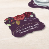 Drink Coasters Plum Paarse Rozen Goud Geometrisch  Kartonnen Onderzetters (Gekanteld)
