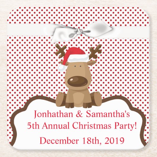 Drink Coasters Rendier Kerstmis XMAS Polka Dot P Kartonnen Onderzetters (Voorkant)