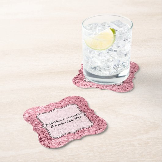 Drink Coasters Roos Gold Glitter Kartonnen Onderzetters (Insitu)