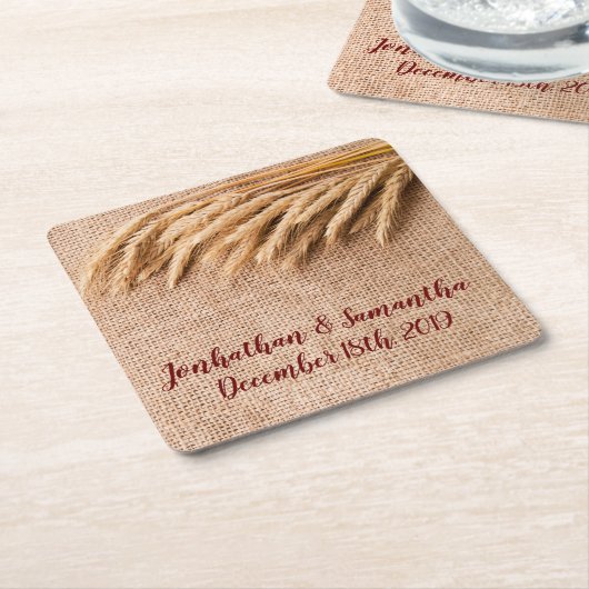 Drink Coasters Tarwe op Burlap Sack Country Rustic Kartonnen Onderzetters (Schuin)