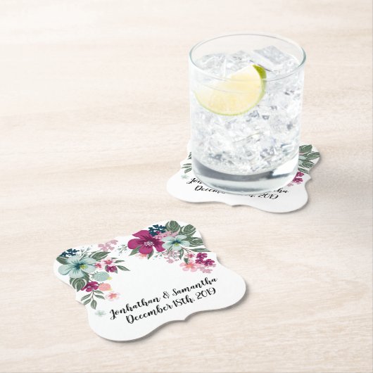 Drink Coasters Tropische Bloem op Wit Kartonnen Onderzetters (Insitu)