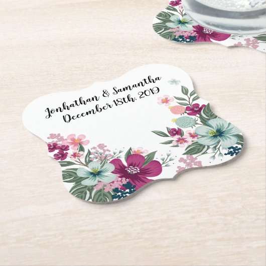 Drink Coasters Tropische Bloem op Wit Kartonnen Onderzetters (Gekanteld)