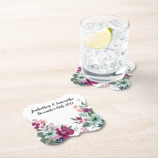 Drink Coasters Tropische Bloem op Wit Kartonnen Onderzetters (Insitu)