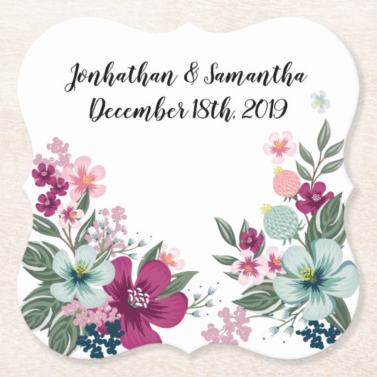 Drink Coasters Tropische Bloem op Wit Kartonnen Onderzetters (Voorkant)