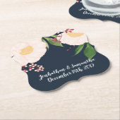 Drink Coasters Witte Bloemen op Donkerblauw Kartonnen Onderzetters (Gekanteld)