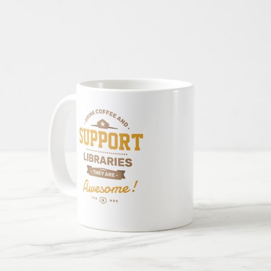 Drink Coffee and Support Libraries College Koffiemok (Voorkant links)