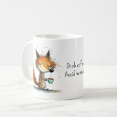 Drink Coffee. Avoid Humans. Whimsical Fox Funny Koffiemok (Voorkant links)