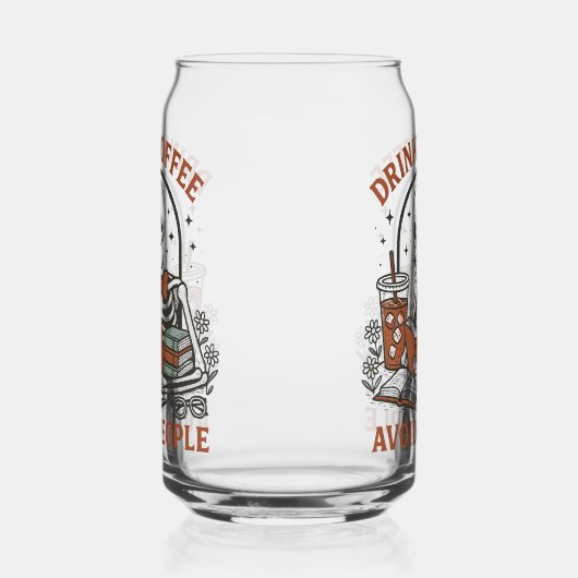 ☕ Drink Coffee, Avoid People – Funny Skeleton Beer Blikvorm Glas (Links)