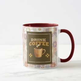 Drink Coffee Mok – Paarsrode Bloem Aesthetisch Pat
