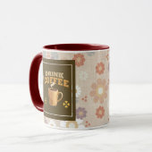 Drink Coffee Mok – Paarsrode Bloem Aesthetisch Pat (Voorkant links)