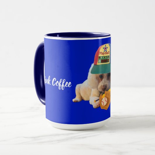 Drink Coffee Play Ball Poodle Mok (Voorkant links)
