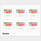 Drink Coquito Be Merry Christmas Vierkante Sticker (Vel)