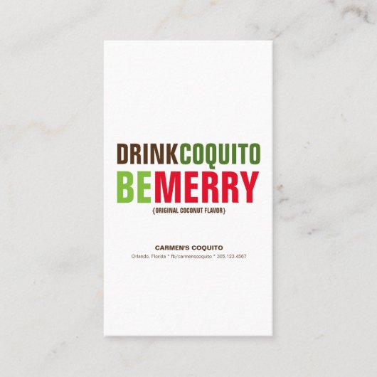 Drink Coquito be Merry Visitekaartje (Voorkant)