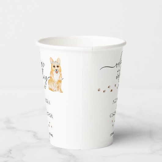 Drink Corgi Dog Welkom op de bruiloft Papieren Bekers (Rechts)