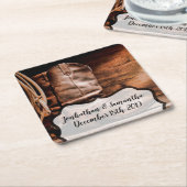 Drink Cowboy Boots Barn Wood Rustige graaf Kartonnen Onderzetters (Schuin)