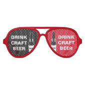 Drink Craft Beer-Zwart Wit Rood Aviator Zonnebril (Voorkant)