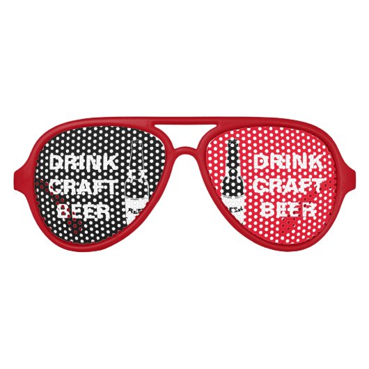 Drink Craft Beer-Zwart Wit Rood Aviator Zonnebril (Voorkant)