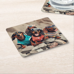Drink Dachshunds Drink Coasters Kartonnen Onderzetters