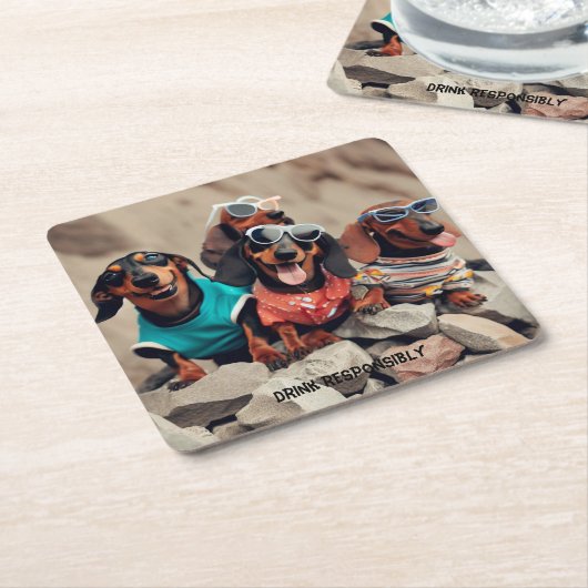 Drink Dachshunds Drink Coasters Kartonnen Onderzetters (Schuin)