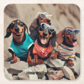 Drink Dachshunds Drink Coasters Kartonnen Onderzetters (Voorkant)