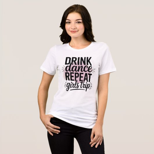 Drink Dance Repeat Meisjesreis Tri-Blend Shirt (Voorkant volledig)