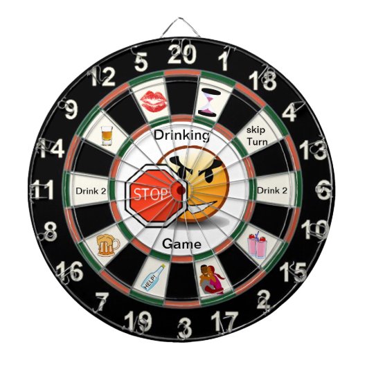 Drink Dart Board Game met happyface Dartbord (Voorkant)