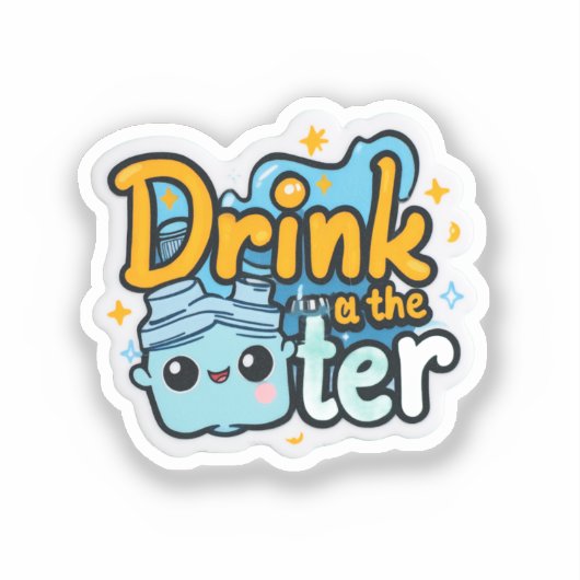 Drink de Water Clear Sticker | Grappige hydratatie (Voorkant)