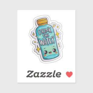 Drink de Water Clear Sticker   Grappige hydratatie