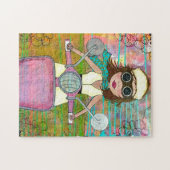 "Drink de Wilde Lucht" Roze Scooter Puzzle Legpuzzel (Horizontaal)