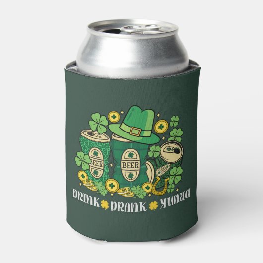 Drink Drank Drunk Funny St Patrick's Day Beer Blikjeskoeler (Blikje Voorkant)