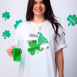 Drink Drink Drink Gnome Clover St. Patrick's Day T-shirt