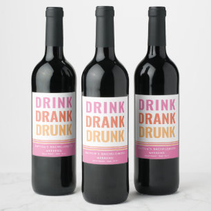 DRINK DRINK DRINK - Grappig Drink citaat Wijn Etiket