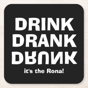 Drink Drink Drink - Het is de Rona! Black Kartonnen Onderzetters