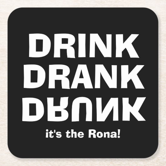 Drink Drink Drink - Het is de Rona! Black Kartonnen Onderzetters (Voorkant)